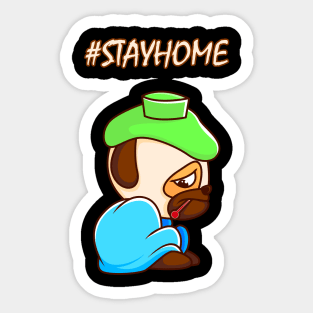 Coronavirus Stay Home - The sad and ill Pug Sticker